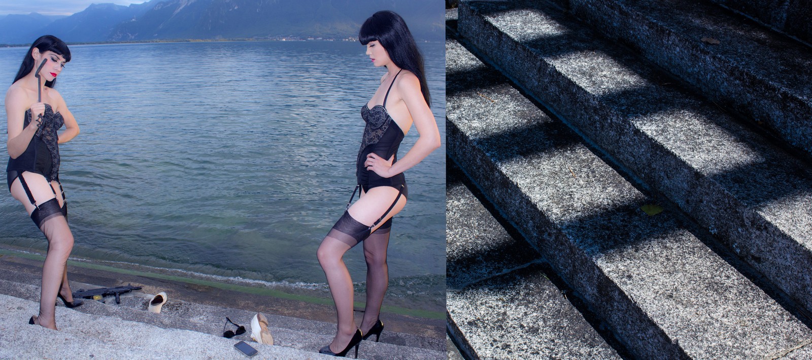By the water